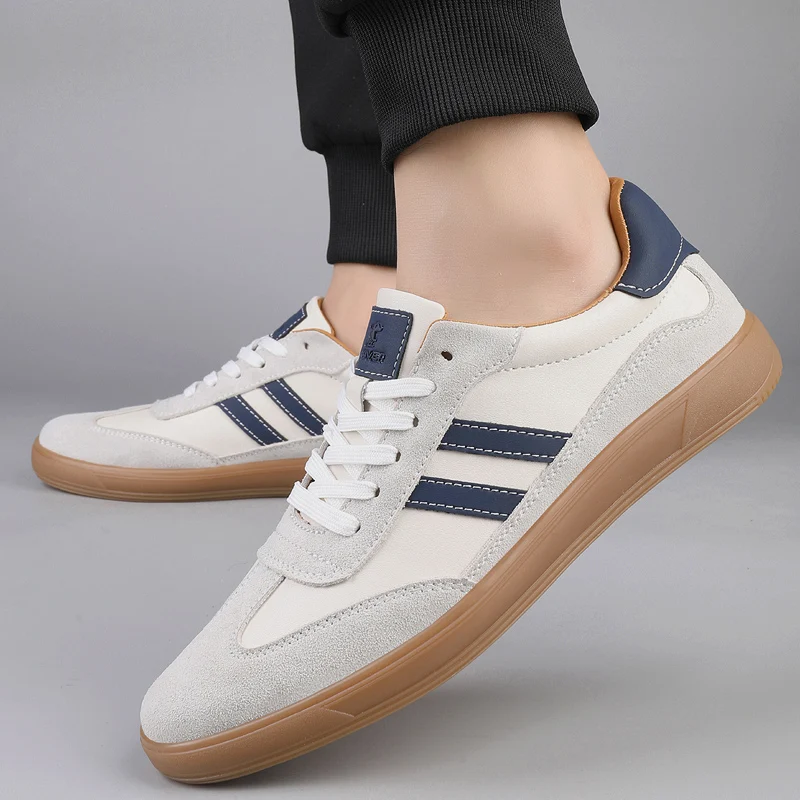 High Quality Leather Sneakers Men Trainers Classic Casual Sports Shoes Man Flat Sneakers Outdoor Non-slip Men's Skateboard Shoes - Image 4