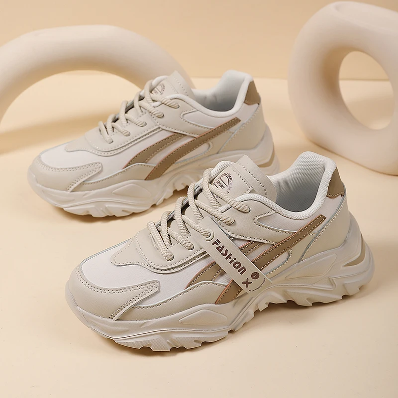 Casual Leather Sneakers for Women Autumn Winter Comfortable Walking Shoes Fashion Patchwork Thick Bottom Sports Shoes Female - Image 4