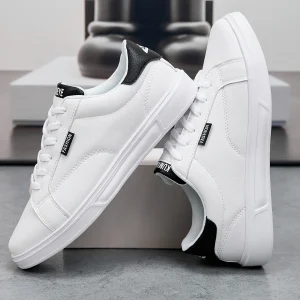 White Black Men Shoes Comfortable Casual Skateboard Shoes Men Solid Leisure Sneakers Lightweight Walking Shoes