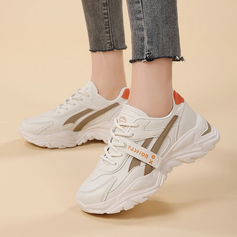 Casual Leather Sneakers for Women Autumn Winter Comfortable Walking Shoes Fashion Patchwork Thick Bottom Sports Shoes Female - Image 5