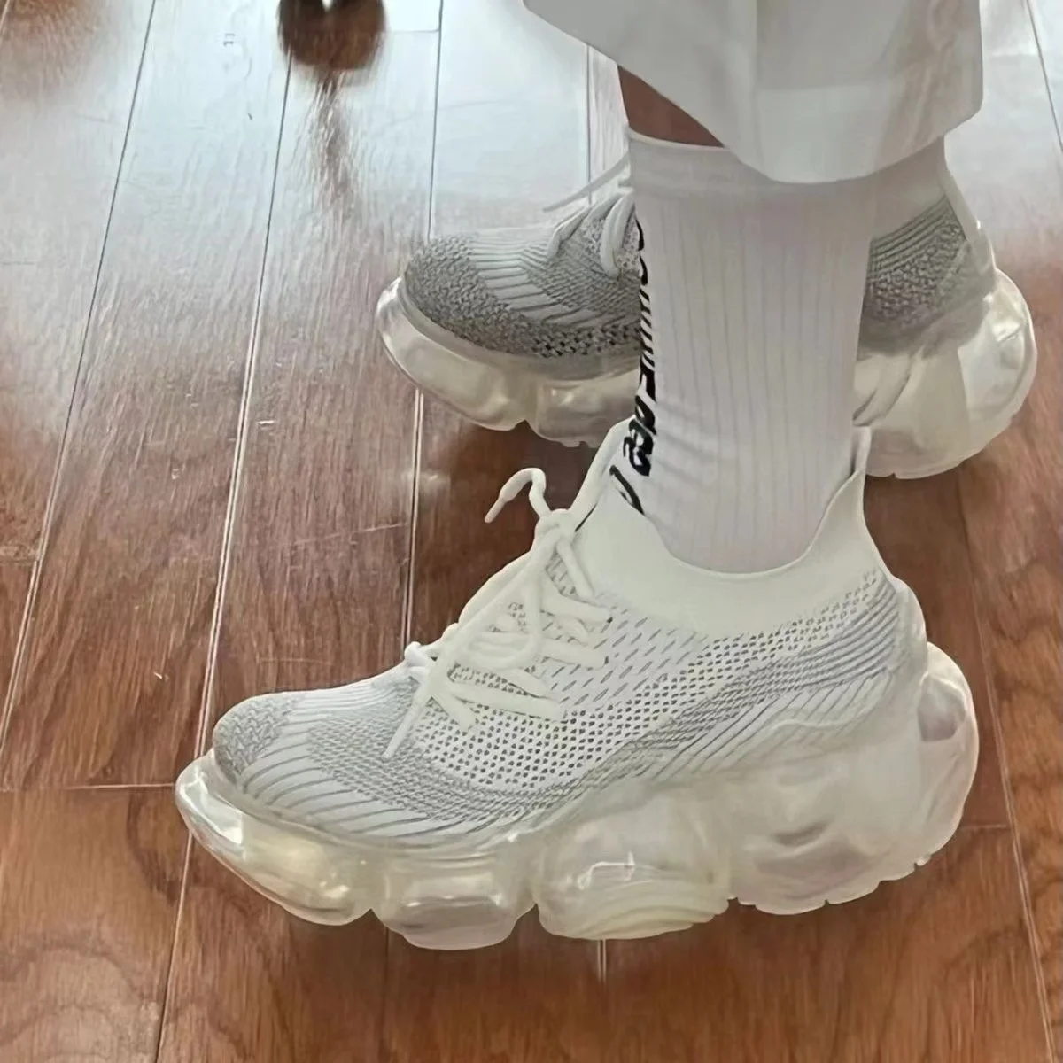 2025 New Japanese Air Cushion Women Chunky Sneakers Knitted Mesh Heightening Jelly Casual Sports Shoes High Quality Luxury Y2k - Image 3